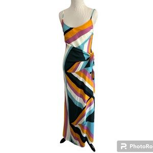 EUC Olivaceous Geometric Rayon Maxi Dress Women’s Small